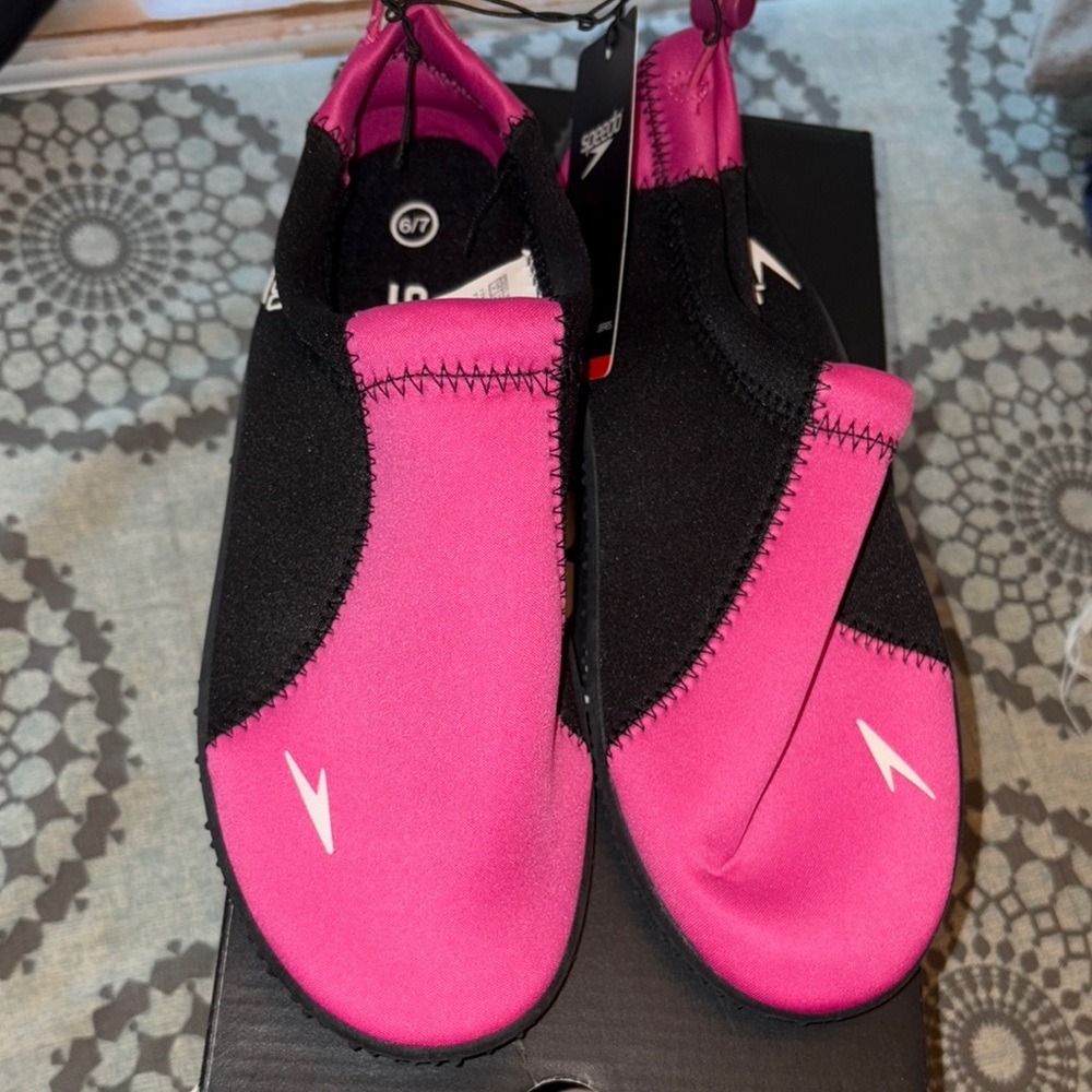 Speedo Pink and Black Water Shoes Slip-On Design